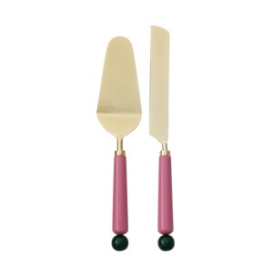 Cake Server and Knife Set 2-Piece Stainless Steel with Rose Gold Handles and Crystal Accents - Product Image 6