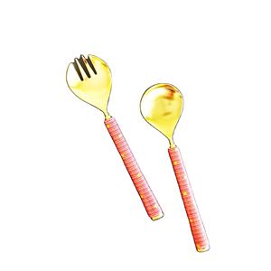 Compre el juego de servidor de ensalada de acero inoxidable rosa dorado personalizable Grado 202 o 304 con revestimiento PVD Juego de utensilios de metal de 2-24 piezas - Product Image 1