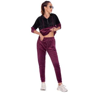 Ensemble de survêtement en velours pour femme : sweat à capuche à manches longues et pantalon de jogging – Tenue active 2 pièces - Product Image 4