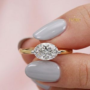 แหวนเพชรทรงรี 14K ทองคำแท้ แหวนหมั้นแบบมินิมอล เพชรเพาะเลี้ยงสำหรับเจ้าสาว เครื่องประดับสำหรับผู้หญิง - Product Image 4
