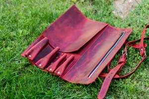 Professional Kitchen <b>Tool</b> Bag Cutlery Knife Case Chef <b>Leather</b> Factory Custom Chef <b>Tool</b> Carry <b>Leather</b> Knife <b>Roll</b> Bag LKR-0286 - Product Image 6