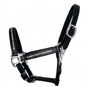 Harnais de cheval en cuir rembourré doux avec strass et cristaux, harnais de cheval équestre - Product Image 1