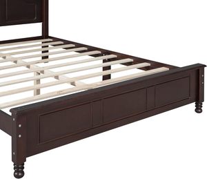 Lit Queen Isyana en bois d'acajou de haute qualité avec finition brun foncé pour chambre à coucher - Product Image 3