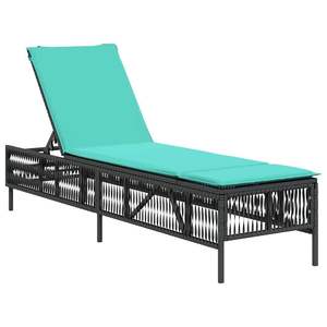 Chaise longue de patio extra longue en rotin PE noir avec structure en acier thermolaqué, produit durable et élégant - Product Image 4