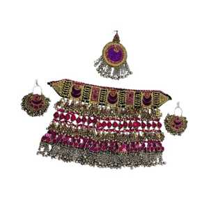 Exquisite And Elaborate Traditional Tribal Necklace Featuring Deep Luminous <b>Red</b> Oval <b>Beads</b> Strung Meticulously With Tiny Matchs - Product Image 1