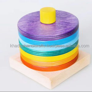 Kits coloridos de madera con forma redonda para hacer marionetas, juegos de teatro con disfraces y alas de hadas para niños - Product Image 5