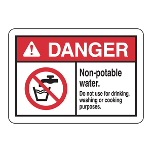 Panneau de signalisation d'eau non potable, 7x10 pouces, en plastique, pour usage industriel et en laboratoire - Product Image 3