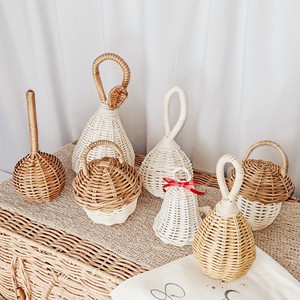 Sonajeros temblores de mano con campanas, regalo para baby shower, mordedor de madera de ratán natural para recién nacidos - Product Image 2