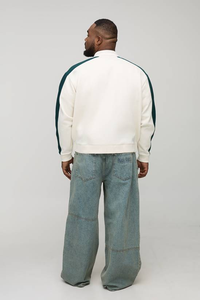 Veste Bomber Varsity en Cuir Véritable Personnalisée pour Homme, Style Hip Hop Streetwear, Imperméable, Coupe-Vent, Broderie Piano sur le Devant, OEM - Product Image 2