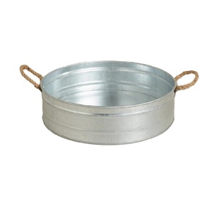 Farmhouse Galvanized Iron Decorative Serving Trays With Wood Handles For <b>Coffee</b> <b>Table</b> Or Home Display Decor <b>Oval</b> Trays - Product Image 4