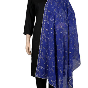 Chal Africano de Chifón para Mujer, Duradero, de Primera Calidad, Largo, con Patrón Floral Grande, Bordado con Pedrería, para Todas las Temporadas, Uso Diario y al Aire Libre - Product Image 1