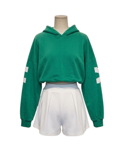 ZARSAH EXPORTS Sweat-shirt vert à capuche pour femme, rayures blanches, manches longues, décontracté, pour l'automne, en polyester/coton, anti-boulochage - Product Image 1