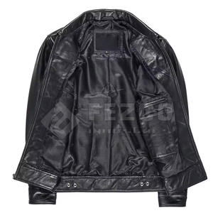 Veste en cuir d'hiver pour homme de haute qualité à faible MOQ, avec col montant et logo frontal, respirante, imperméable, design personnalisé - Product Image 2