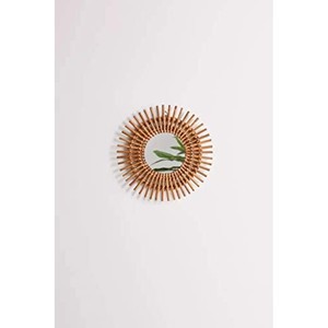 Marco redondo de madera de bambú para espejo de 28 pulgadas, diseño Sunburst Natural, venta al por mayor - Product Image 3