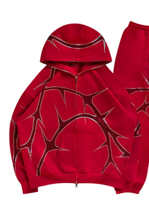 ชุดวอร์มปักคริสตัลคุณภาพพรีเมียม โลโก้สั่งทำพิเศษ เนื้อผ้าหนา 100% โพลีเอสเตอร์/คอตตอน เสื้อผ้าสตรีทแวร์สำหรับฤดูหนาว สำหรับผู้ชายและผู้หญิง - Product Image 6