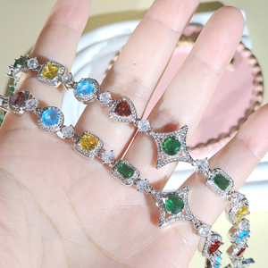 Moissanite Multicolor Gemstone <b>Necklace</b> Iced Out <b>Tennis</b> Chain Colorful Pendant Luxury Statement Jewelry Gift For Women - Product Image 6