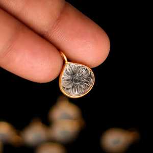 Natural Crystal Quartz Flower Pendant 925 Sterling <b>Silver</b> Gemstone Charm Hand Carved Quartz Jewelry Pendant Floral Crystal Bulk - Product Image 3
