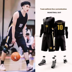 Maillot de basket-ball personnalisé pour hommes, uniforme respirant imprimé par sublimation, ensembles de vêtements de basket-ball OEM de grande taille - Product Image 1