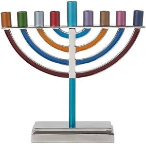 <b>Tall</b> Polished Silver Nine Branch Menorah Candle Holder Traditional Jewish Hanukkah <b>Table</b> And Home Decor Classic Elegant Design - Product Image 5