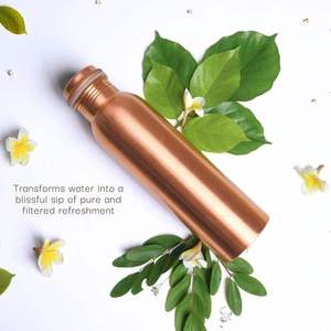 Satin Finish <b>Copper</b> Water <b>Bottle</b> Minimalist Reusable <b>Drinking</b> <b>Bottle</b> Leakproof Everyday Hydration Flask OEM ODM Factory - Product Image 1