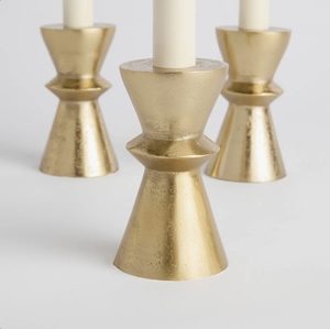 Support de bougie conique en métal doré géométrique, design sablier, centre de table, décoration de mariage et de maison, vente en gros - Product Image 3