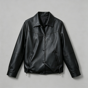 Women's Orignal Leather Jacket(<b>3</b> Colors) Biker Jacket with Zip Pockets Vintage Short Coat for Autumn Spring - Product Image 5