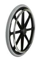 Roue arrière Emco E-24GPU de 24 pouces pour fauteuil roulant, jante en aluminium, design léger, pneu en PU, poignée chromée, gris, capacité de 100-150 kg
