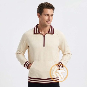Sweat-shirt d'hiver personnalisé Alpha Solid 100% coton molletonné brodé à col rabattu et fermeture éclair quart de tour pour hommes de fraternité - Product Image 1