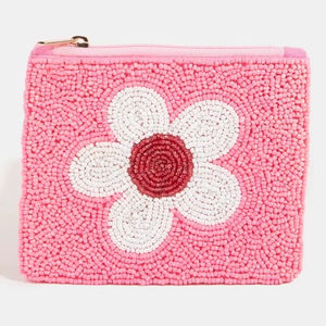 Pochette de soirée de luxe personnalisée, brodée à la main, ornée de perles, de sequins et de perles de rocaille, avec motif floral perlé, fermeture éclair - Product Image 1