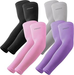 VONCC Manchons de compression de couleur unie UPF50+ Protection solaire pour femmes Cyclisme Course à pied Entraînement - Product Image 1
