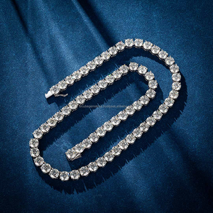 925 Sterling <b>Silver</b> Men's Tennis Chain Ice Diamond 3mm-8mm Sizes Gold Plated for Weddings <b>and</b> Other Engagement Parties - Product Image 2