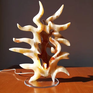 Lampe Sculptée en Onyx Pleine Lune, Pierre Naturelle Faite à la Main, Décoration d'Intérieur Unique, Éclairage Ambiant, Idée Cadeau Zen - Product Image 1