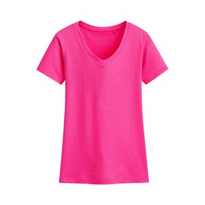 Camiseta de cuello en V ecológica de talla grande para mujer de alta calidad con logotipo personalizado de diamantes ropa informal de tela pesada de 200g - Product Image 2