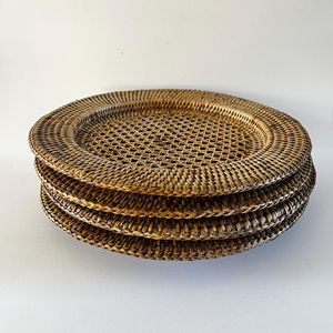 Rattan chargers produced in Vietnam dark brown charger plate artisan-made placemat service plates - Product Image 3