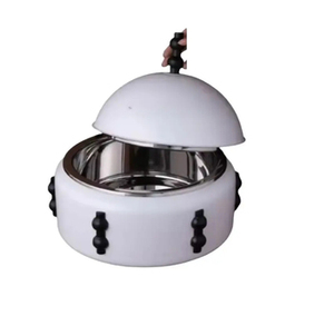 Ensemble de casseroles traditionnelles isolées de 2 pièces avec forme de dôme élégante et accents dorés Réchauffeur d'aliments et plat de service de qualité supérieure - Product Image 6