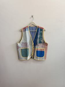 Chaleco Kantha sin Mangas, Estilo Boho Vintage, Hecho a Mano, Reversible, para Mujer - Product Image 1