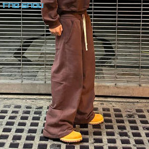 Custom Heavyweight 100% Cotton Sweatpants Men Loose Fit Wide Leg Stacked Joggers Vintage Drawstring <b>Flare</b> Pants - Product Image 6