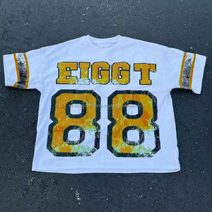 Camiseta de malla de gran tamaño para hombre, camiseta Unisex con bordado de apliques, diseño personalizado al por mayor - Product Image 6