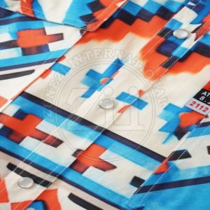 Chemise de travail FRC pour mécanicien, chemise de travail de soudage FR, motif géométrique coloré, manches longues, poches poitrine et fermeture boutonnée - Product Image 6