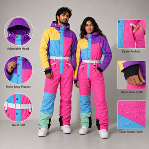 Traje de Esquí Unisex al por Mayor, Chaqueta y Pantalones Térmicos Impermeables y Resistentes al Viento, Fabricante y Proveedor de Ropa para Exteriores con Logotipo Personalizado - Product Image 3