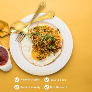 ส้อมช้อนทองเหลืองทำมือแบบดั้งเดิมสำหรับเสิร์ฟอาหาร - Product Image 2