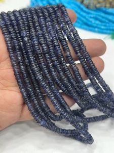 Perles de pierres précieuses de haute qualité pour la fabrication de bijoux, 17 pouces, Iolite bleue naturelle, forme Heishi lisse, taille 6-7 mm - Product Image 2