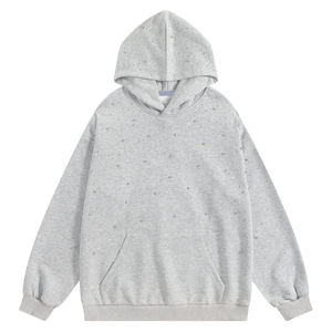 Sweat-shirt à capuche orné de strass, détails en pierres brillantes, avec décoration graphique contemporaine pour un style urbain décontracté - Product Image 1