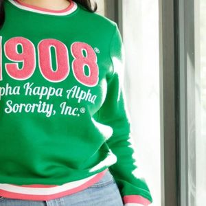 เสื้อสเวตเชิ้ตสีเขียวลายทาง ปี 1908 ผ้าเชนิลล์ คอกลม แขนยาว เนื้อผ้านุ่ม แฟชั่นลำลองสำหรับผู้หญิง เสื้อผ้าสำหรับชมรม - Product Image 3
