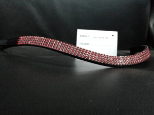 หนังสีดำวงคิ้วแบบอังกฤษพร้อมผลิตภัณฑ์ม้าประดับคริสตัลสีดำแวววาว - Product Image 5