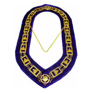 Collar de Cadena Masónico de la Gran Logia, Chapado en Oro, Tela de Terciopelo de Alta Calidad, Collar de Cadena Masónico - Product Image 2
