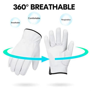 Gants de travail de haute qualité pour hommes, en cuir de chèvre pur et doux, pour la soudure, la réparation, le jardinage, la construction, la sécurité et la conduite. - Product Image 2