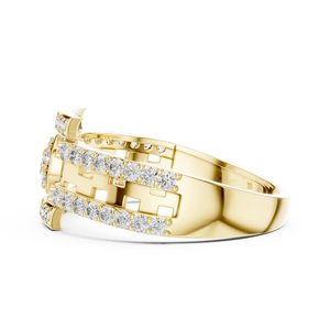 แหวนเพชรทรงบริลเลียนต์คัทจากแล็บ 18K 14K ทองคำเหลือง DEF VVS ลายฉลุสำหรับผู้ชาย น้ำหนักรวม 0.65 กะรัต ผู้ผลิตเครื่องประดับขายส่ง - Product Image 5