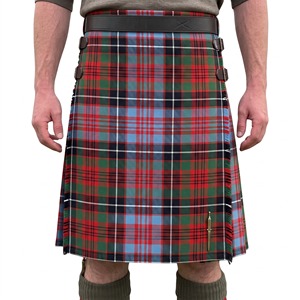 Kilt écossais traditionnel pour homme, rouge, vert, bleu, noir, à carreaux, avec boucles de ceinture en cuir - Product Image 1