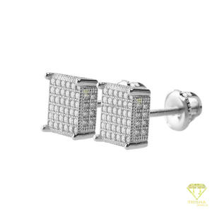 Boucles d'oreilles carrées en argent sterling 925 avec diamants Moissanite, éclat brillant, bijoux de luxe pour hommes et femmes - Product Image 5